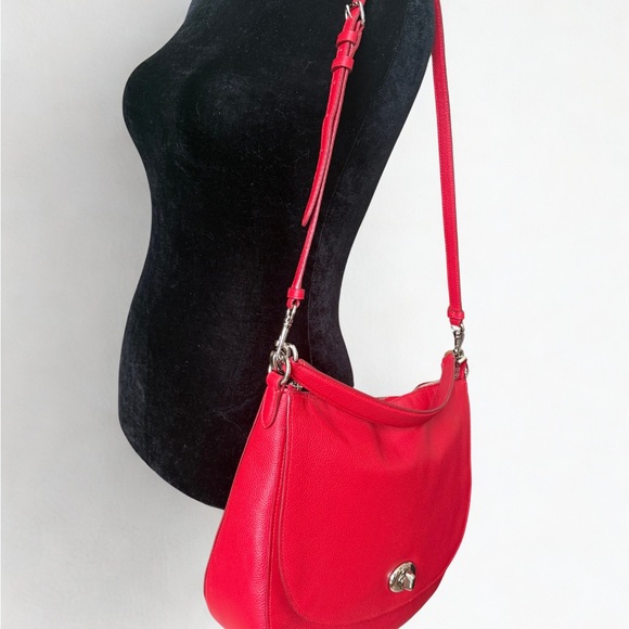 COACH Red Pebble Leather Turnlock Hobo Bag – EUC w/ Dust Bag - Picture 10 of 15